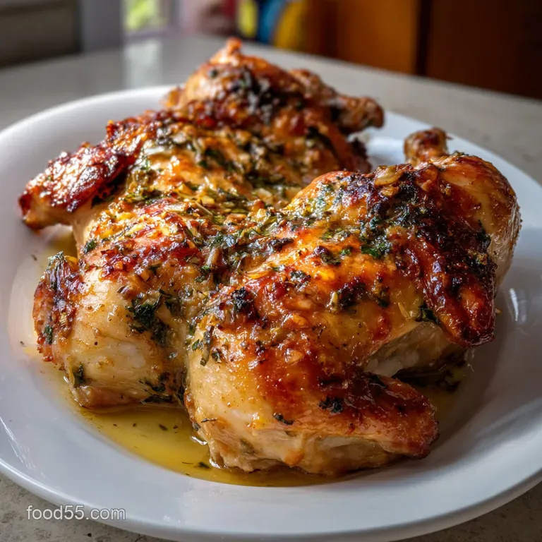 Garlic Herb Chicken: Crispy Spatchcock Method presentation