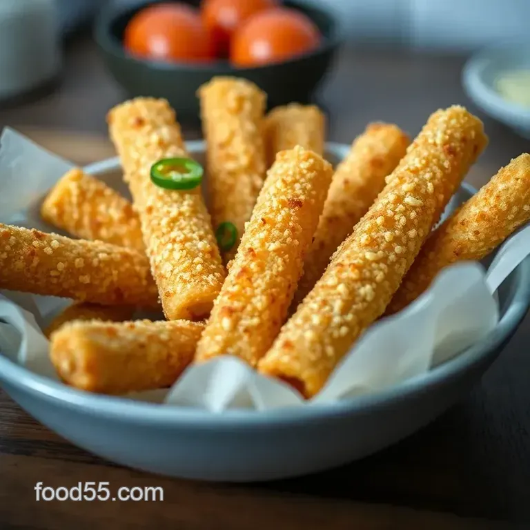Crispy Homemade Mozzarella Sticks presentation