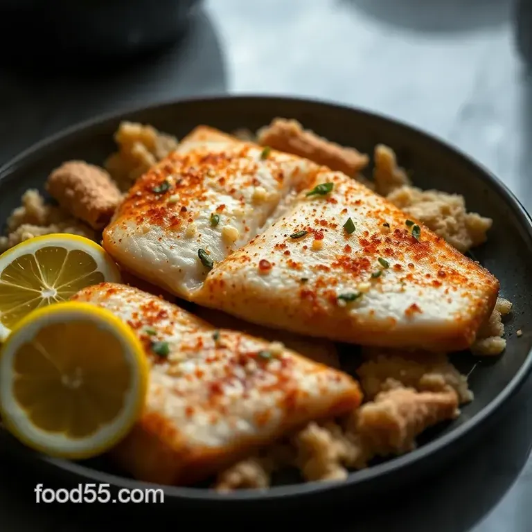 Crispy Lemon Herb Orange Roughy presentation