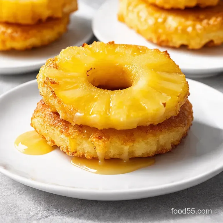 Crispy Pineapple Fritter Rings with Vanilla Rum Glaze