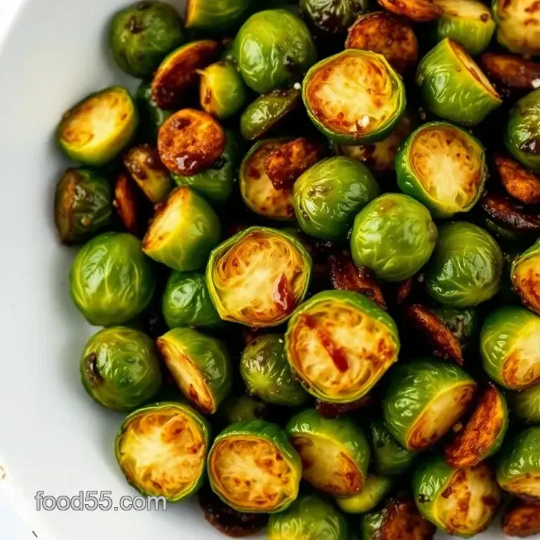 Crispy Roasted Brussels Sprouts with Balsamic Glaze presentation