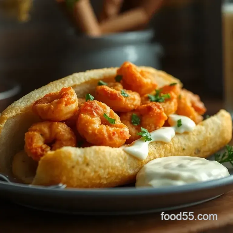 Crispy Shrimp Po Boy Sandwich with Remoulade Sauce