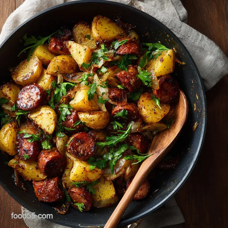 The Weeknight Winner Smoked Sausage and Crispy Potato Skillet with Smoked Paprika presentation
