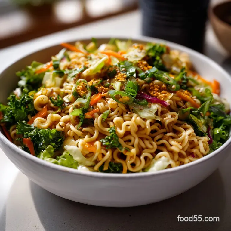 The Ultimate Crunchy Ramen Noodle Salad presentation