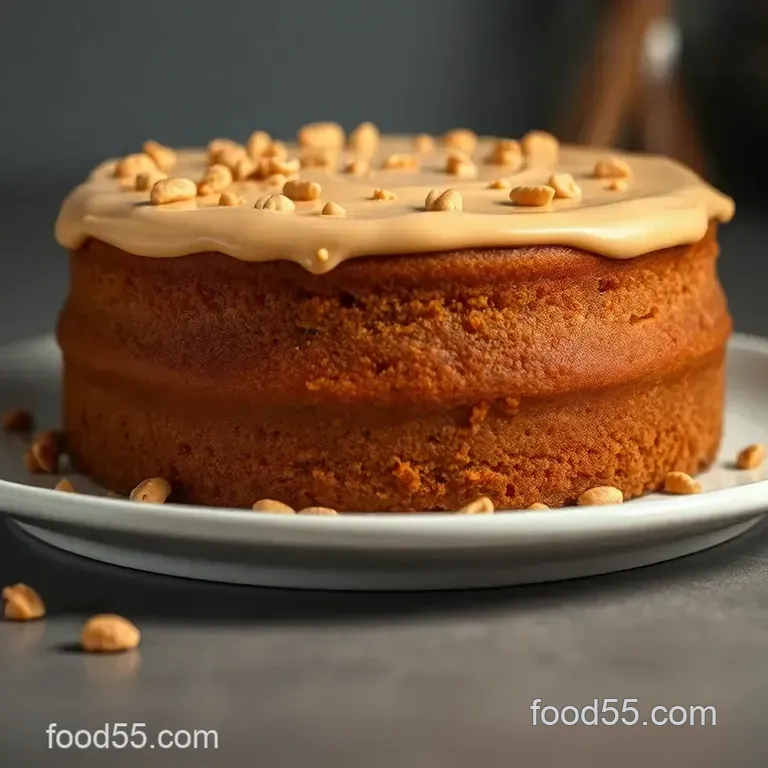 Decadent Peanut Butter Cake with Creamy Peanut Butter Frosting presentation
