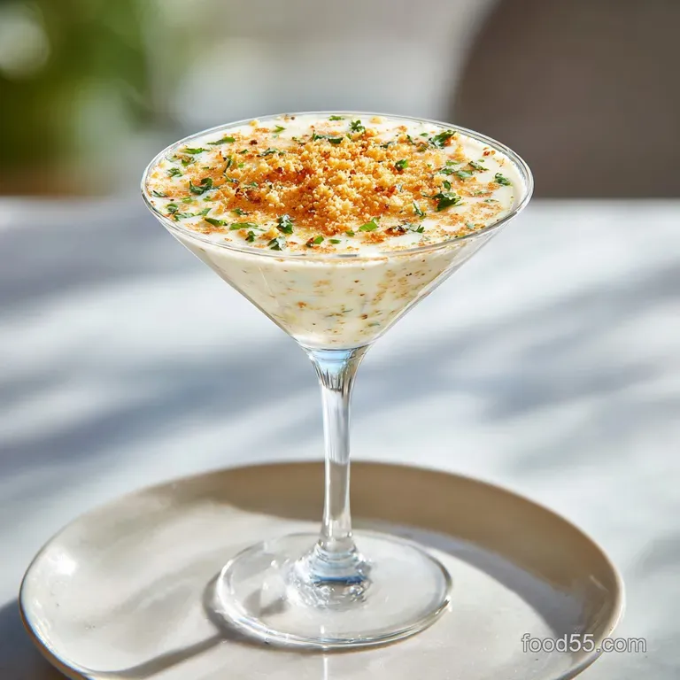 Elegant martini: clear liquid in a stemmed glass with a lemon twist, suggesting a refreshing & sophisticated cocktail.