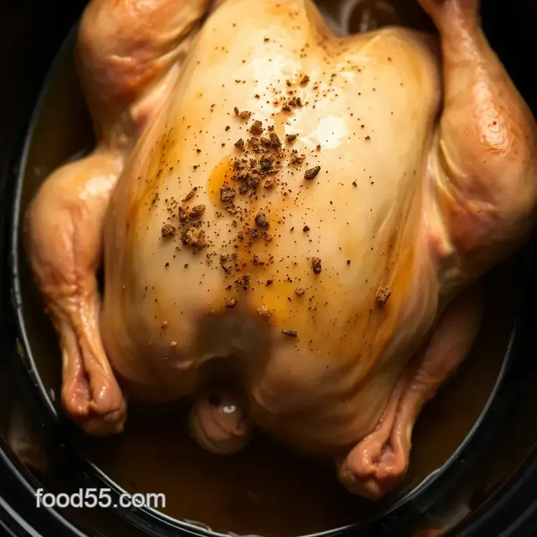 Easiest Ever Crock Pot Roast Chicken presentation