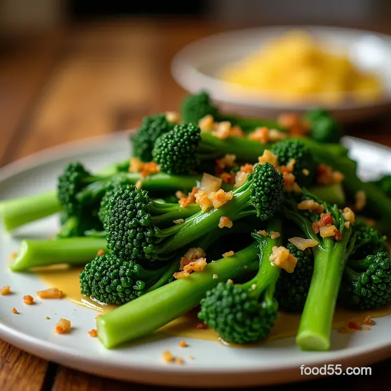 Easy Garlic Broccolini Saut&eacute;ed with Lemon Chili presentation