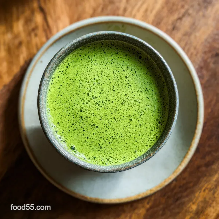 Tall green smoothie in a glass, garnished with a lime wedge and mint. Natural light showing a creamy, thick texture.