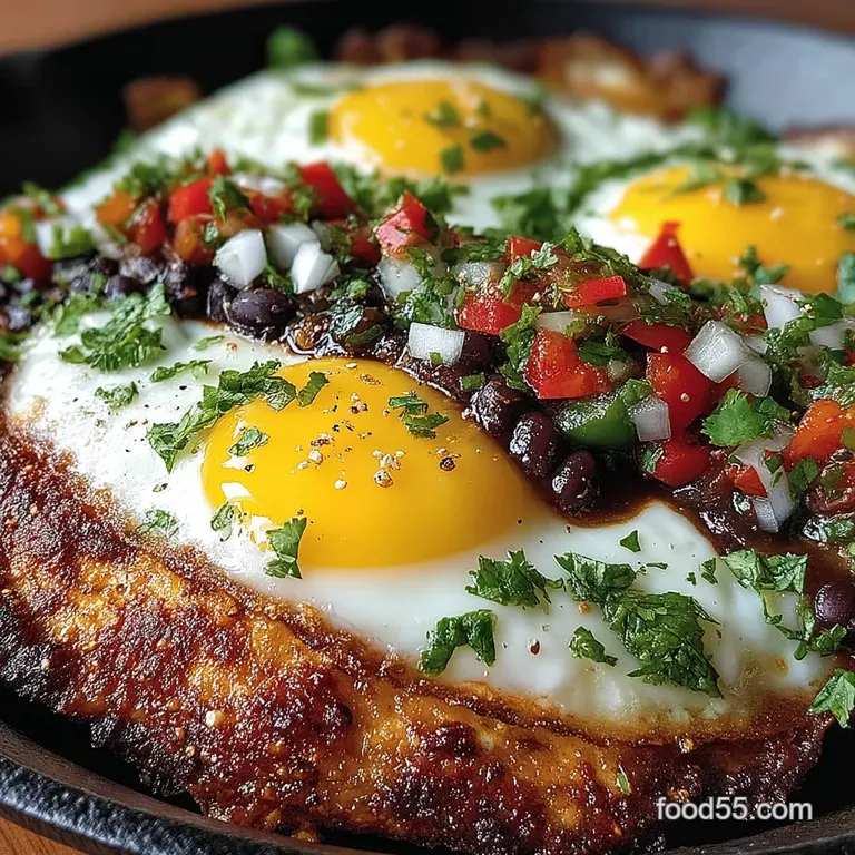 Sunshine Start Authentic Easy Huevos Rancheros with Smoky Black Bean Salsa presentation