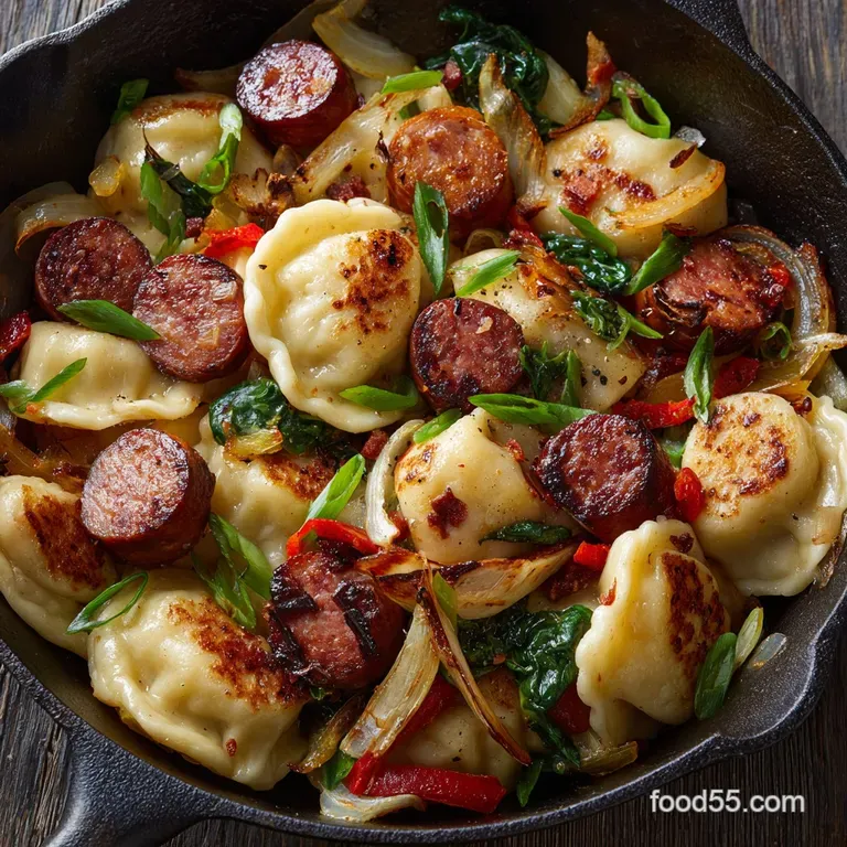 Perogies and Sausage Skillet: Ultimate Comfort Food presentation