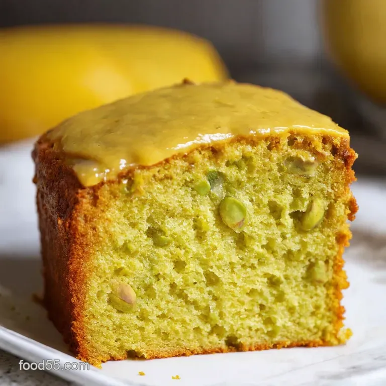Easy Pistachio Cake Moist Pistachio Sponge with Lemon Glaze presentation