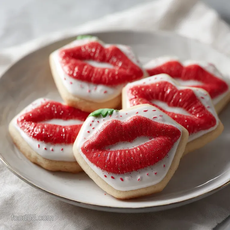 Delicate strawberry cookies artfully stacked on a dainty plate, hinting at a melt-in-your-mouth experience and a sweet treat.