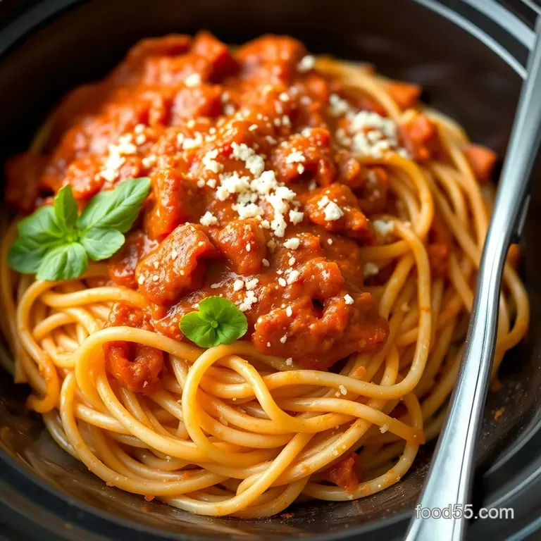 Effortless Crock Pot Spaghetti presentation