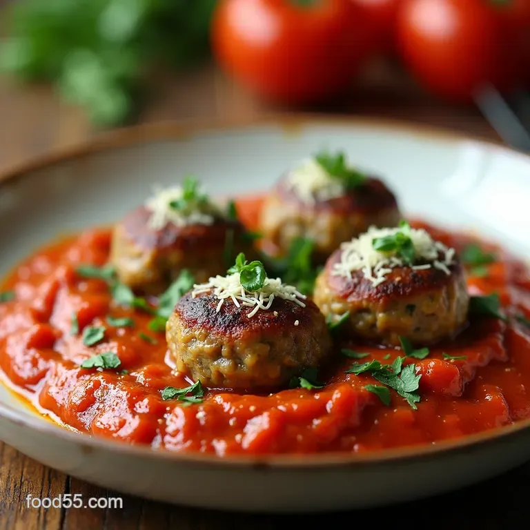 Eggplant Meatballs with Herby Parmesan presentation