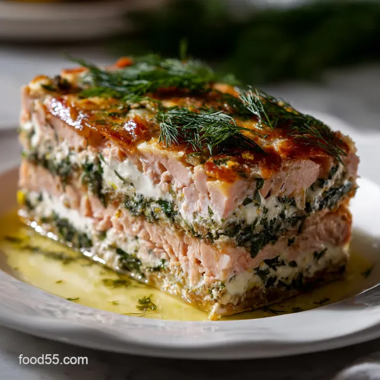 Elegant Layered Salmon Terrine with Dill Lemon presentation