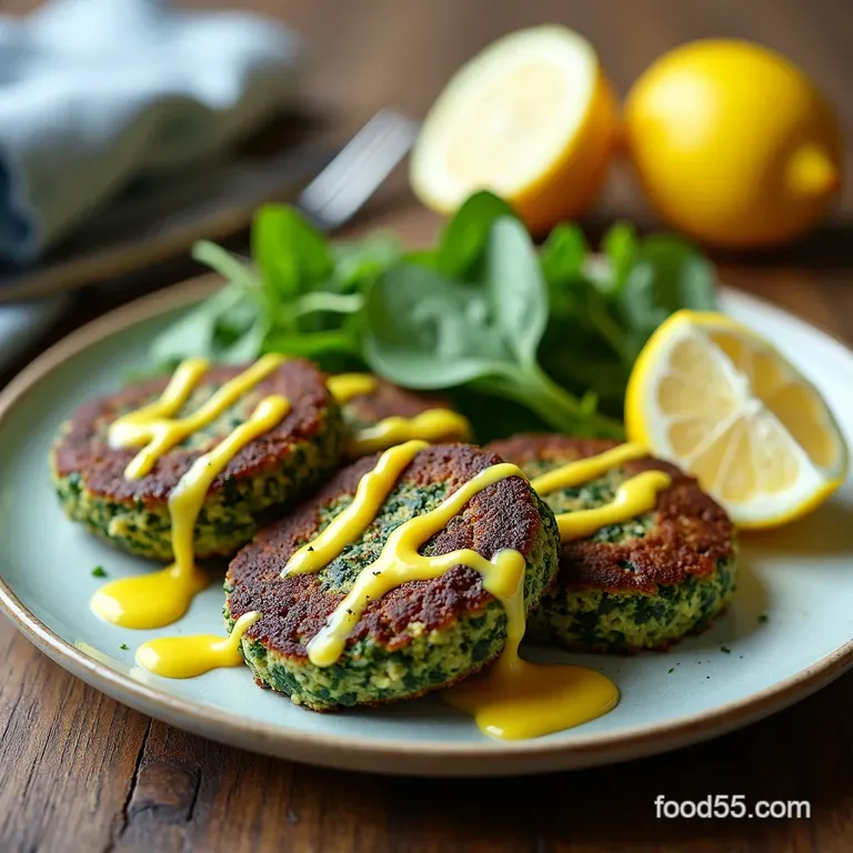 Emerald Quinoa Spinach Patties with Zesty Lemon Drizzle