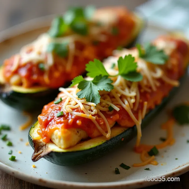 Fiesta Zucchini Boats Lighter Chicken Enchilada Stuffed Courgettes