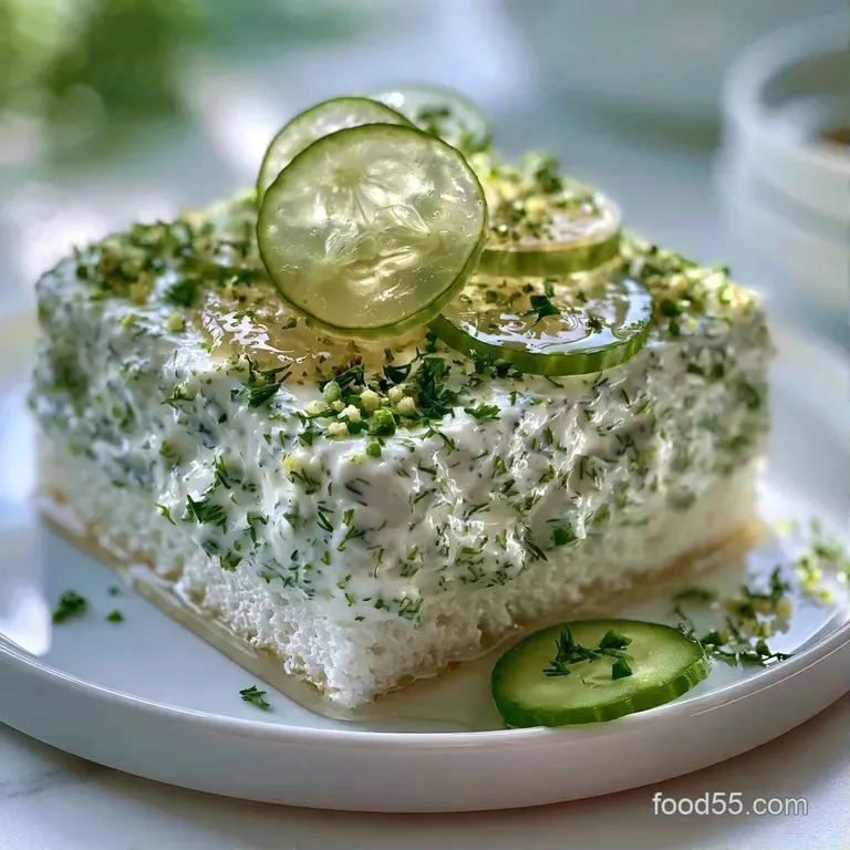 A platter of dainty finger sandwiches arranged neatly on a white ceramic plate with fresh sprigs of green dill.