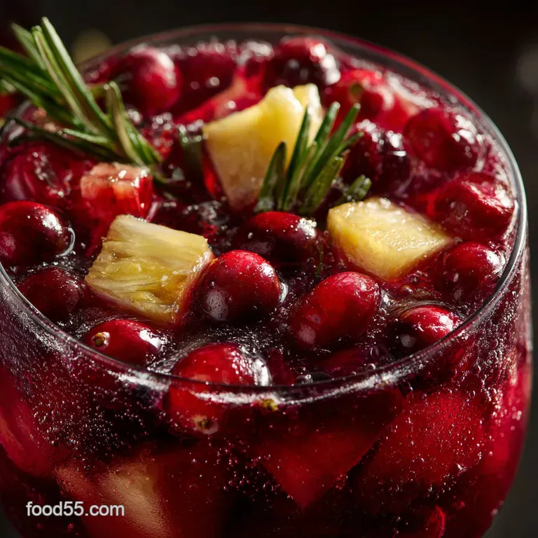 Sun Sea and Snow Festive Cranberry Pineapple Sangria presentation
