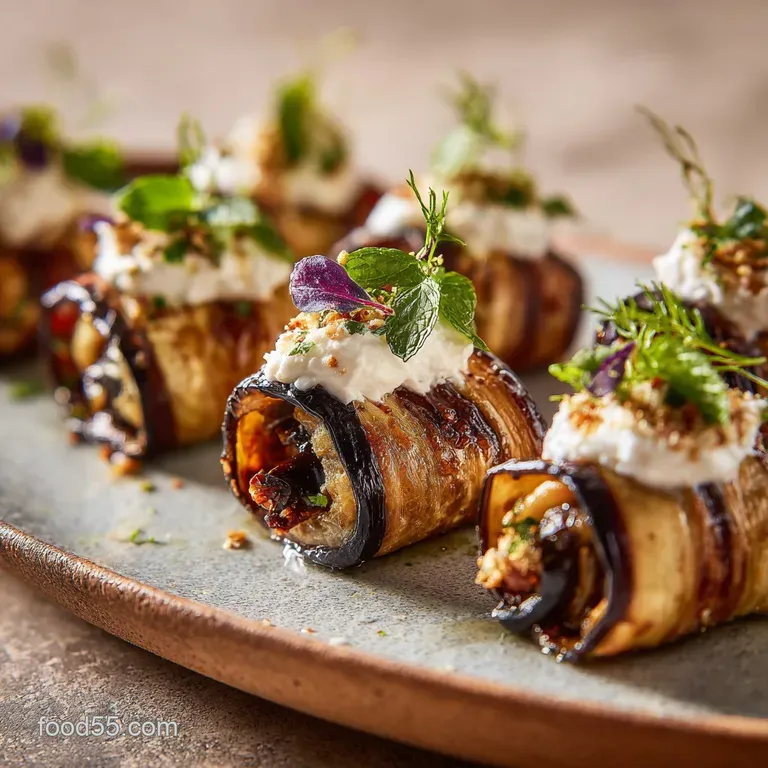 Feta Yogurt and Aubergine Rolls the Ultimate Whipped Feta Appetizer presentation