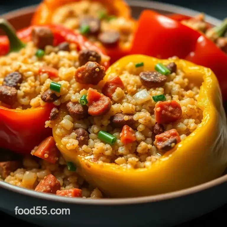 Spicy Fiesta stuffed bell pepper recipe: Chorizo & Quinoa! Fiesta Stuffed Bell Peppers with Chorizo & Quinoa