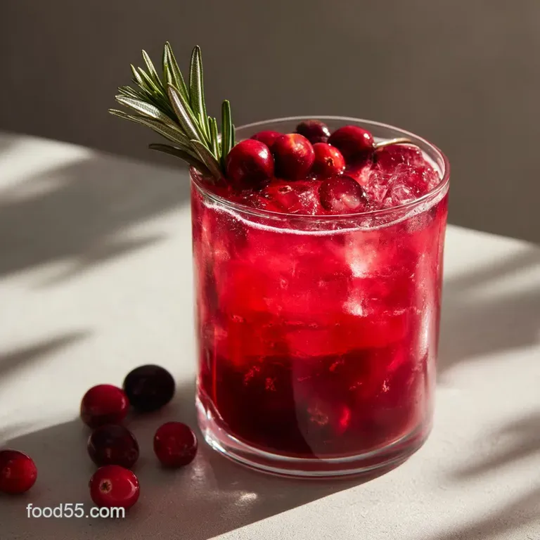 Christmas Cocktails: Fireside Spiced Cranberry Fizz presentation