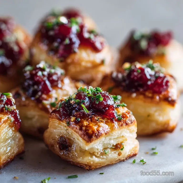 Baked Cranberry Brie Bites: Easy Flaky Appetizers for the Holidays presentation