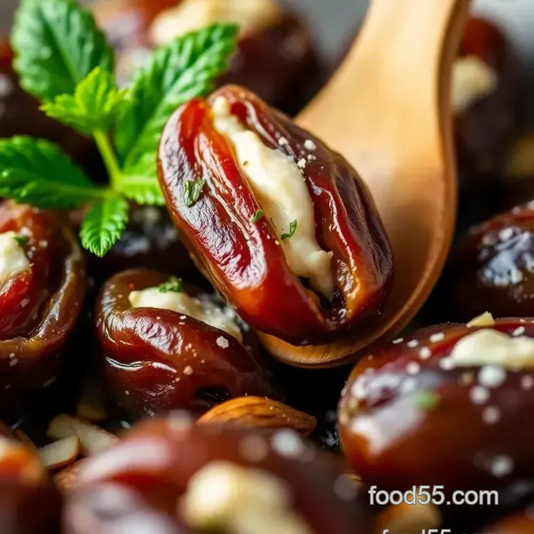 Stuffed Fresh Dates with Goat Cheese and Almonds presentation