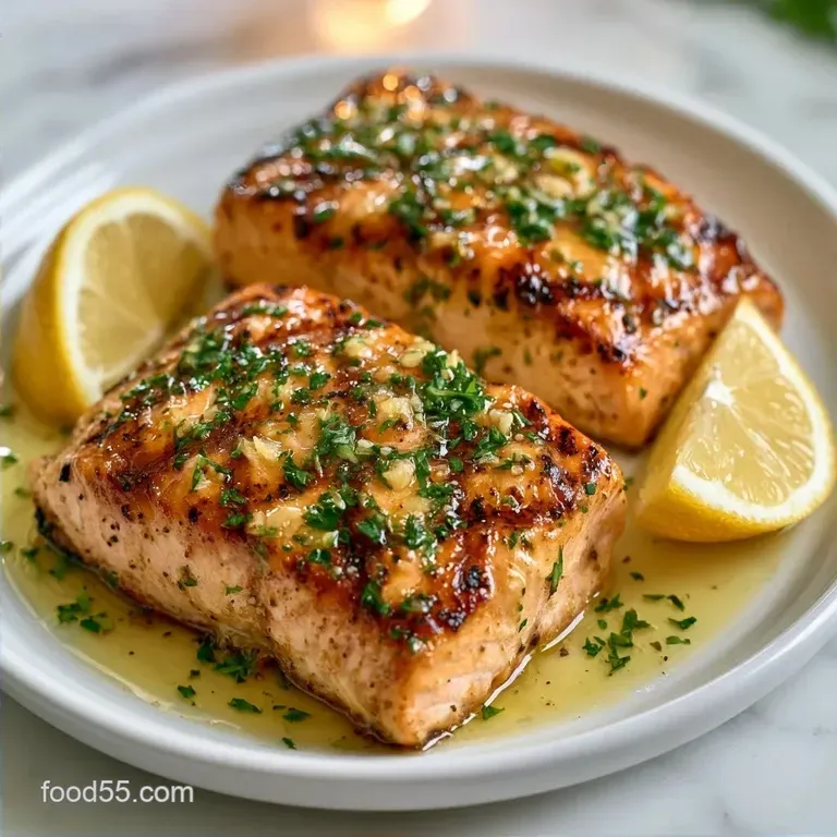 Garlic Butter Grilled Salmon with Lemon