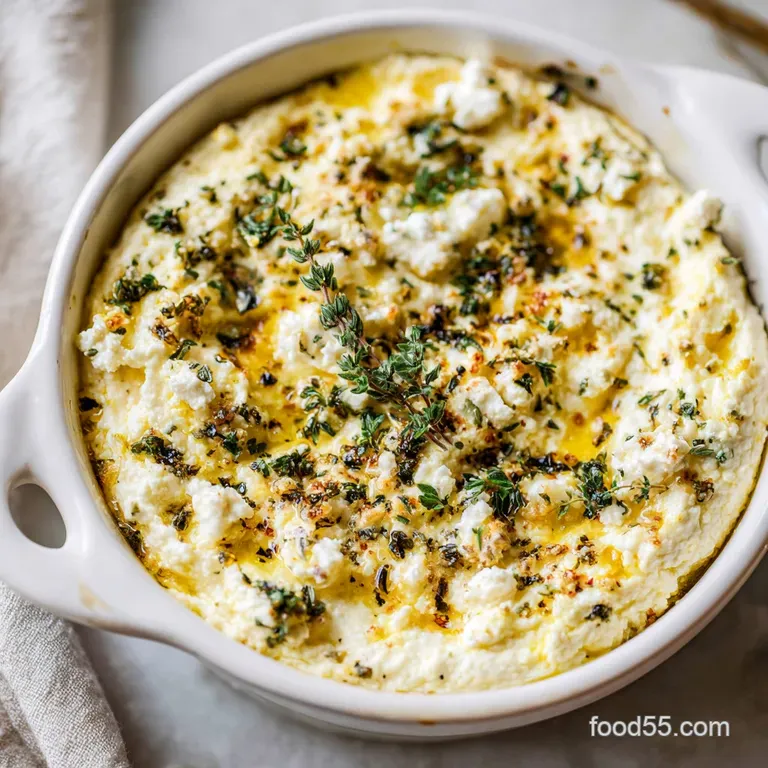 Ricotta Dish Recipe with Garlic and Herbs for 5 Servings - appetizing dish ready to serve