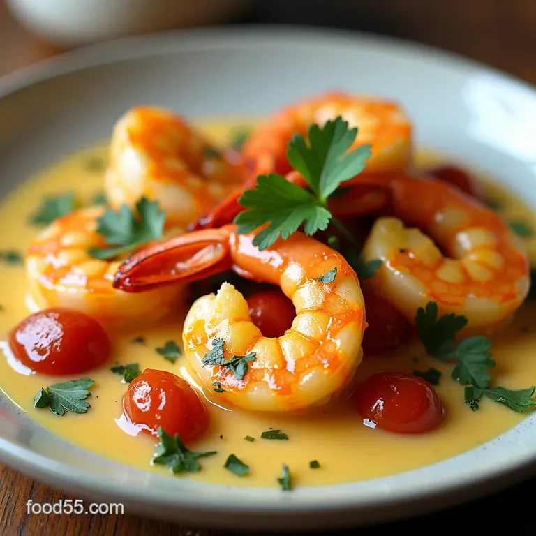 Garlic Shrimp in Coconut Milk with Tomatoes Cilantro