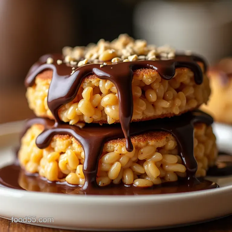 Giant Peanut Butter Rice Cake Nobake with Chocolate Drizzle presentation