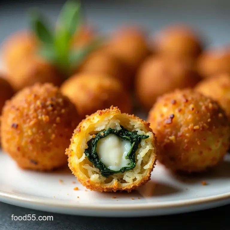 Golden Balls Baked Mini Spinach Sausage Mozzarella Arancini