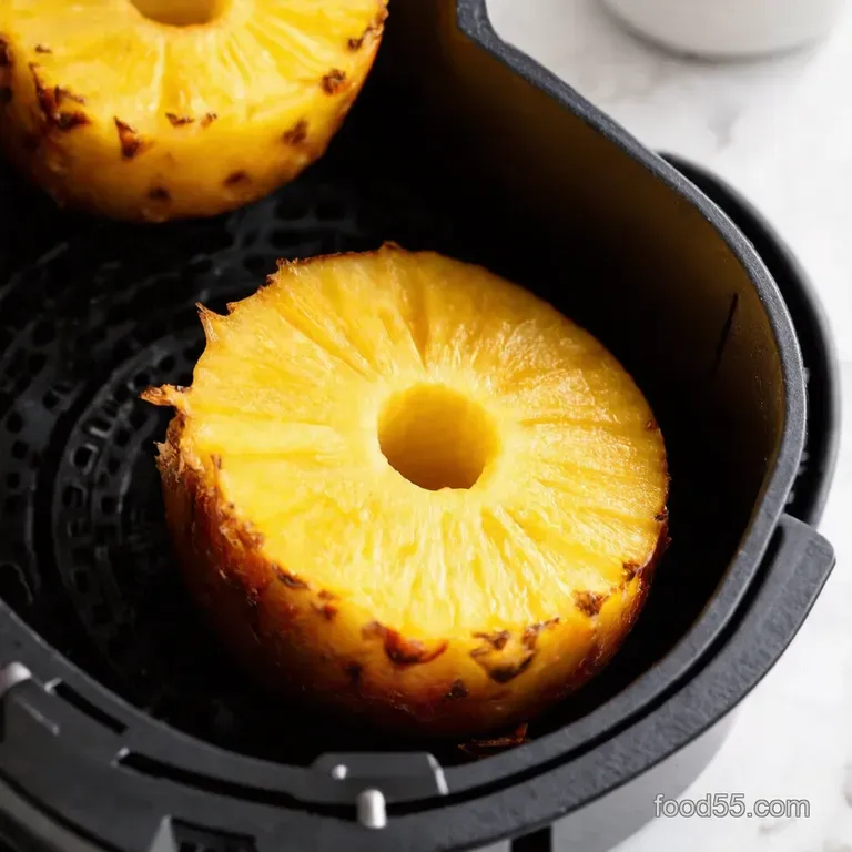 Golden Glazed Air Fryer Pineapple with Coconut Flakes presentation