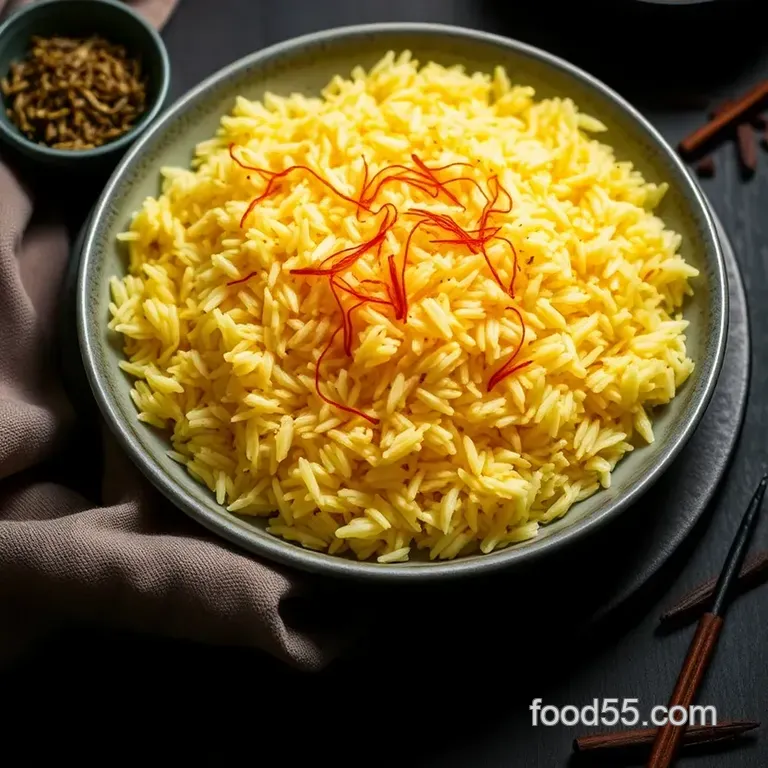 Golden Saffron Basmati Rice with Aromatic Spices presentation
