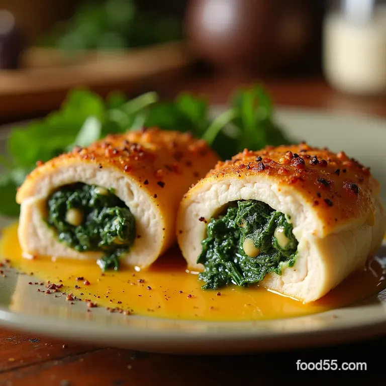 Golden Spinachandcheese Stuffed Chicken Breasts presentation