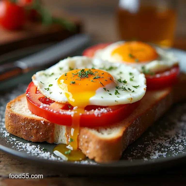 Grated Egg over Sourdough Toast with Tomato presentation
