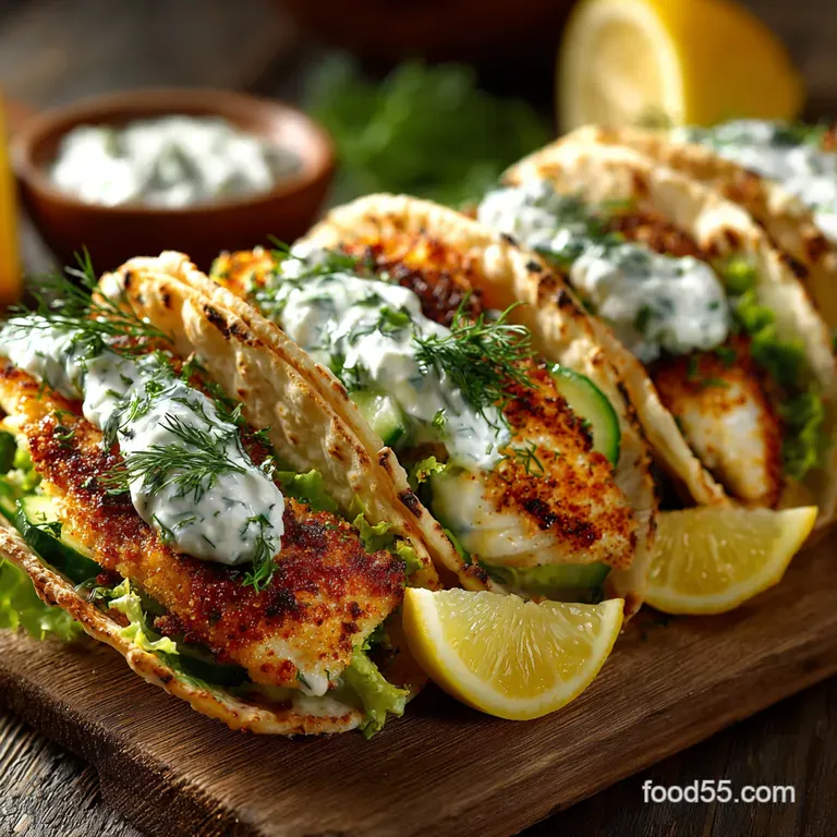 Greek Tzatziki Fish Tacos Inspired by Skinnytaste presentation