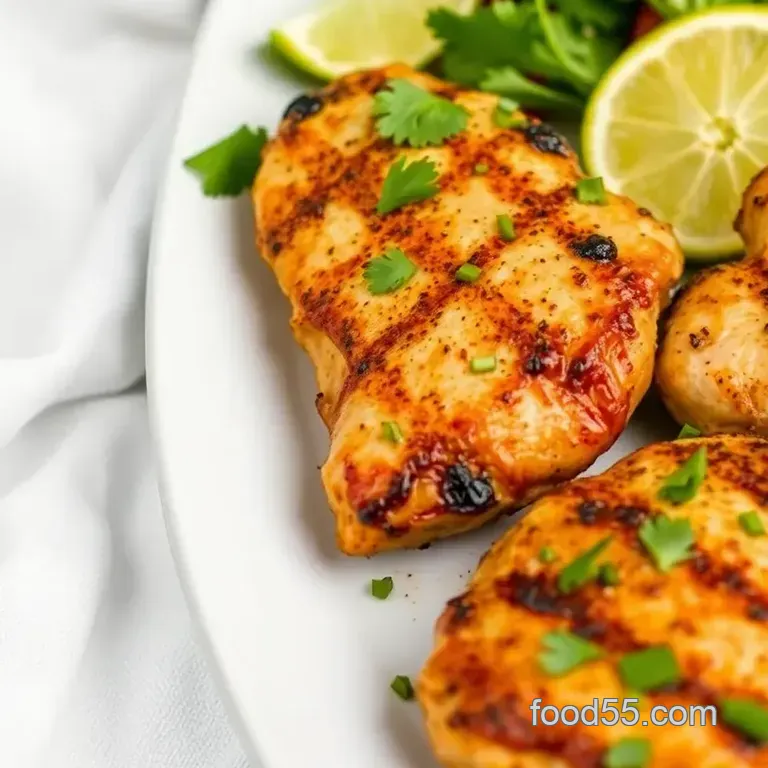 Grilled Juicy Chicken with Zesty Red Peppers presentation