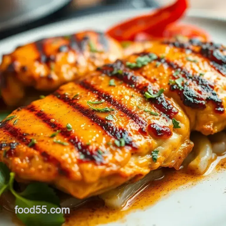 Grilled Juicy Chicken with Zesty Red Peppers