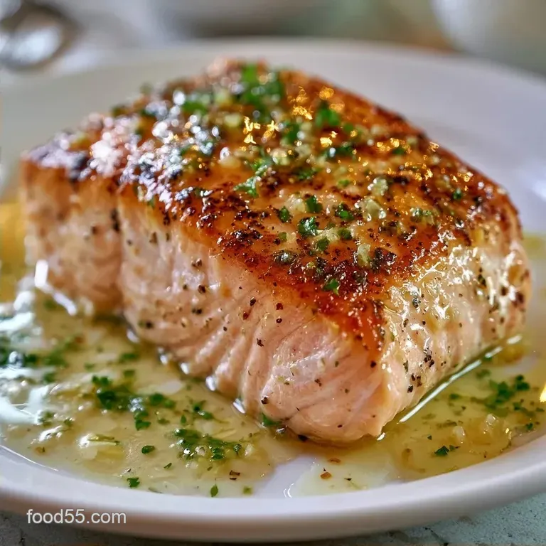 Grilled Atlantic Salmon Fillet with Garlic Butter