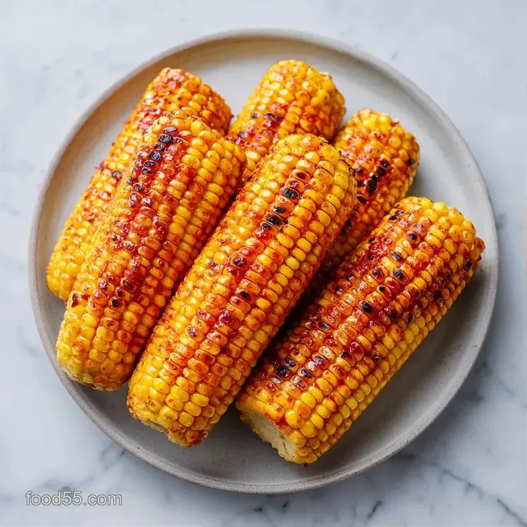 Golden corn cobs resting on a dark slate platter, garnished with fresh chopped parsley and bright lime wedges.