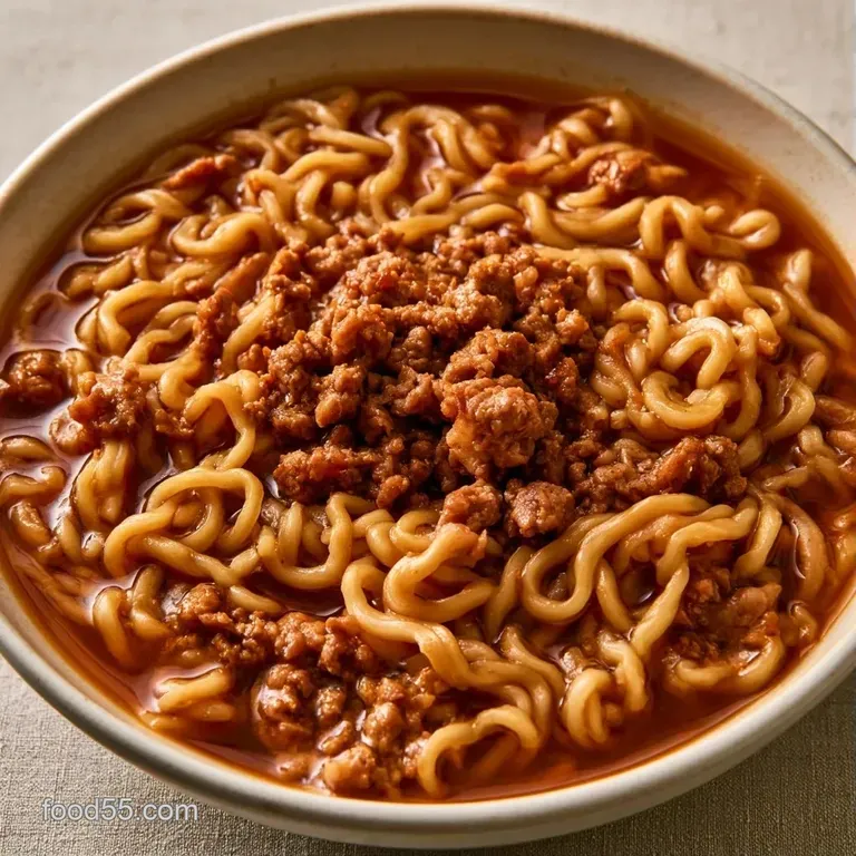 Elegant ceramic bowl of savory beef broth and noodles, garnished with crisp green onions and a soft-boiled egg.