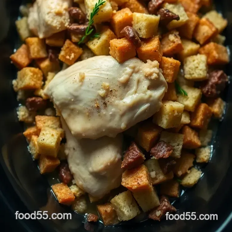 Hearty Crock Pot Stuffed Chicken with Savory Bread Stuffing presentation