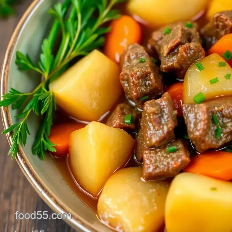 Hearty Dutch Beef & Vegetable Stew: A Comforting Classic presentation
