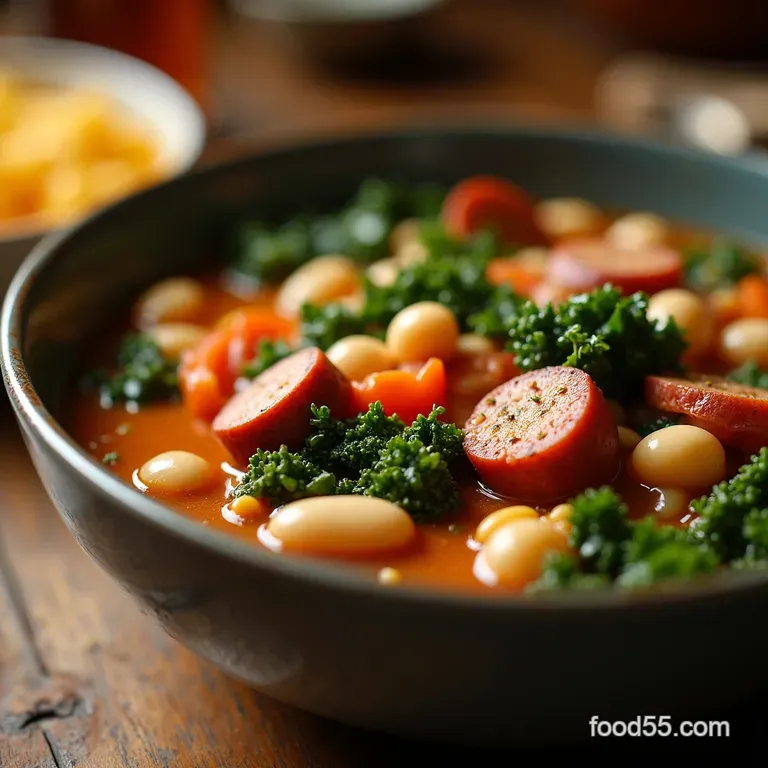Tuscan Sunshine in a Bowl Hearty Turkey Sausage Kale White Bean Soup presentation