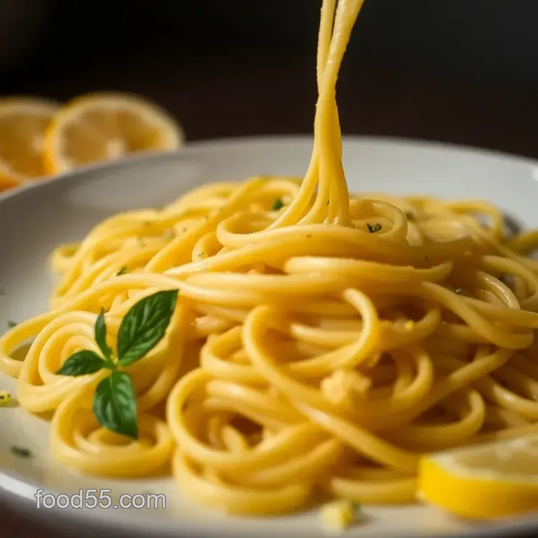 Homemade Tagliolini with Lemon Butter Sauce presentation