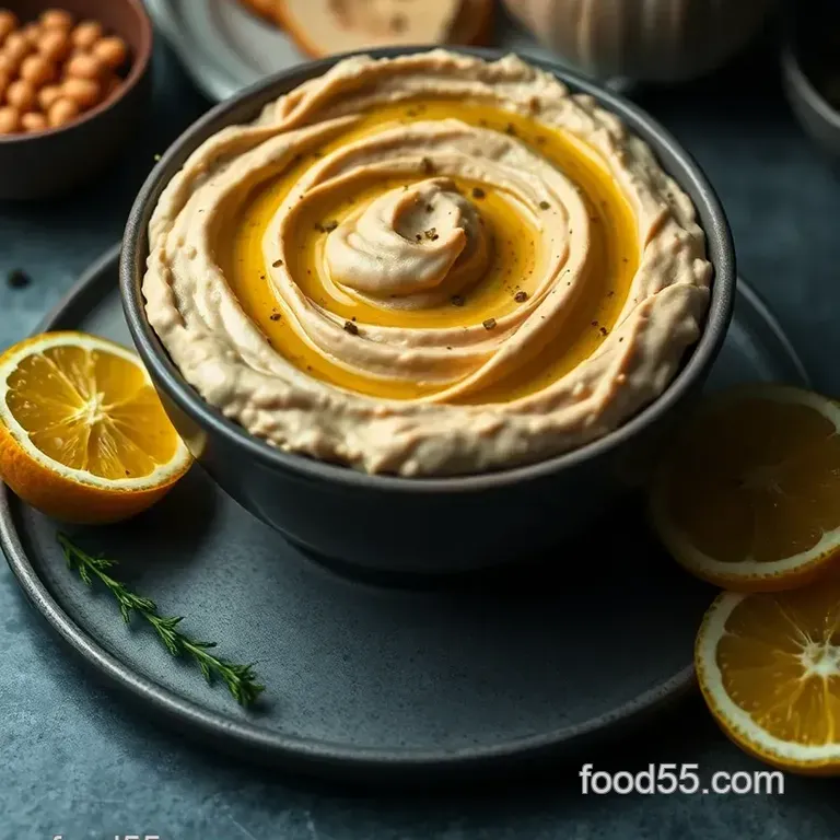 Irresistibly Creamy Roasted Garlic Hummus presentation