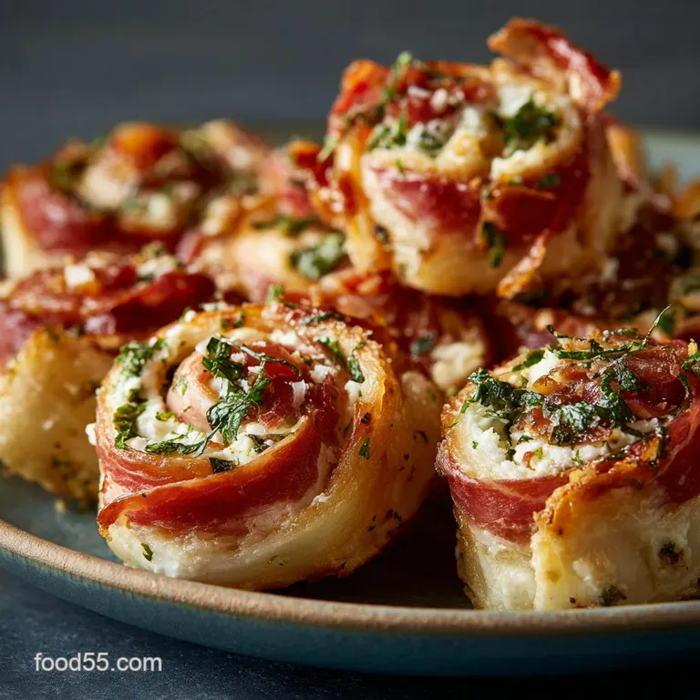 Italian Christmas Appetizers: Ricotta and Prosciutto Sfogliatelle Pinwheels presentation